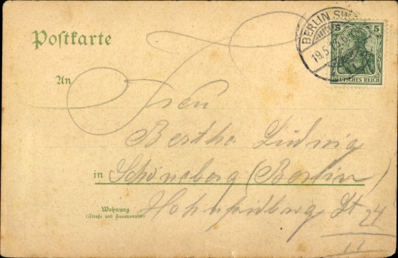 Litho Großbeeren in Brandenburg, Gasthof, Kirche, Denkmal