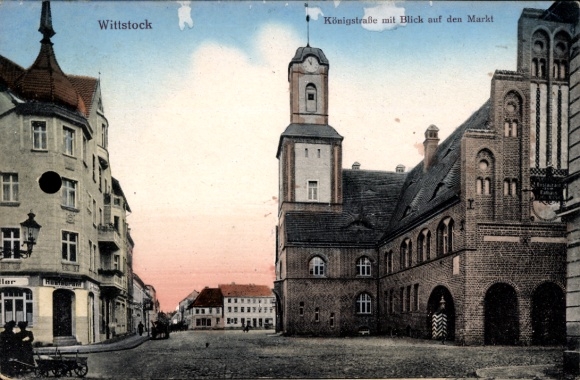 Postcard Wittstock Dosse in der Prignitz, Königstraße with a view of the market