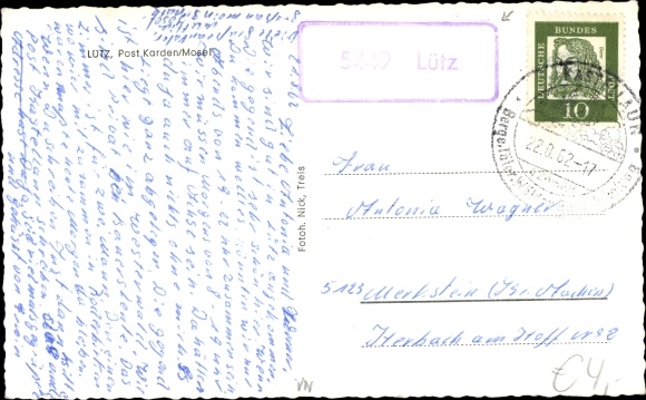 Krajowy stempel pocztowy KP 5441 Lütz w Hunsrück