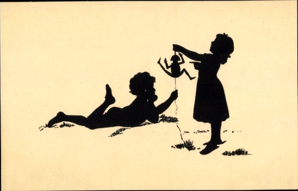 Paper cutting artist Postcard Konewka, P., Napolium, children, jumping jack