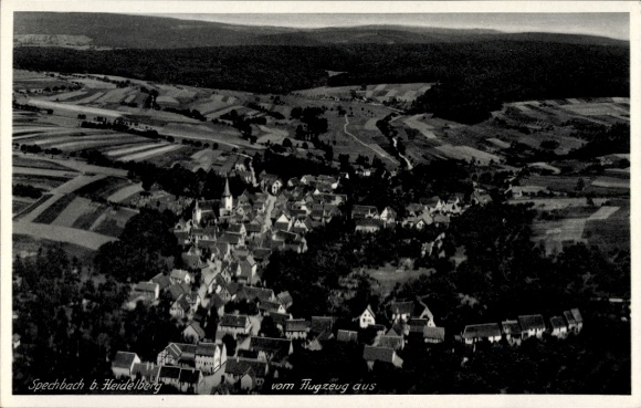 Postcard Spechbach in Württemberg, aerial photograph