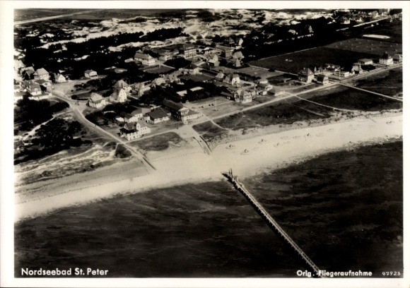 Postcard Nordseebad Sankt Peter Ording, aerial photograph