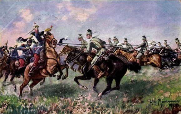 Artist PC Moralt, War of the Nations 1914 1916, cavalry attack