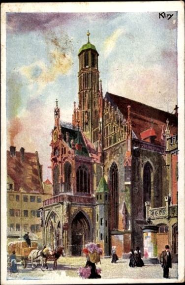 Artist Postcard Kley, Heinrich, Nuremberg, Frauenkirche