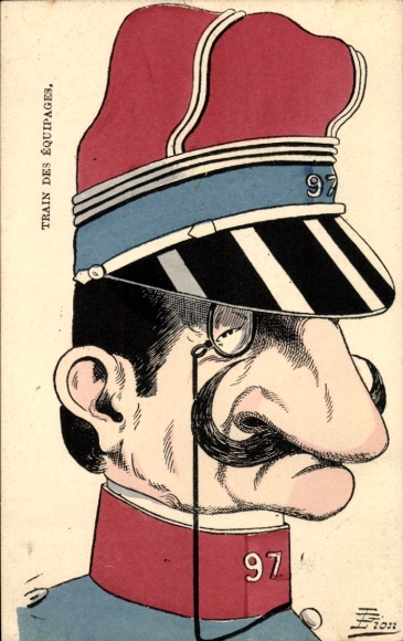 Künstler Ak Lion, Train des Equipages, Karikatur