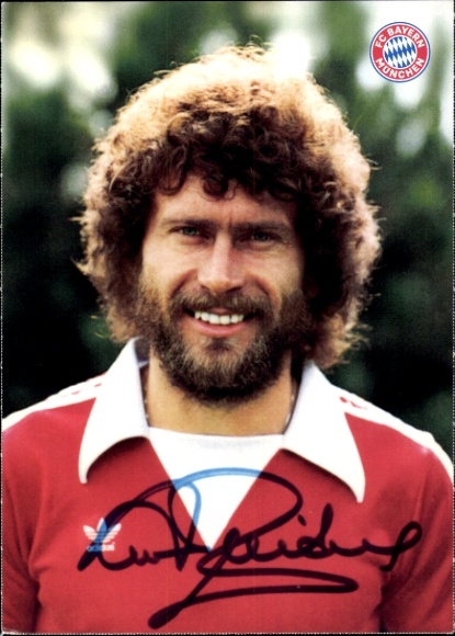 Autograph card footballer Paul Breitner, FC Bavaria Munich, autograph