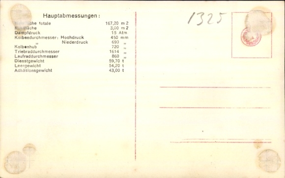 Postcard K. k. Austrian State Railways, series 329, passenger train locomotive type Gölsdorf