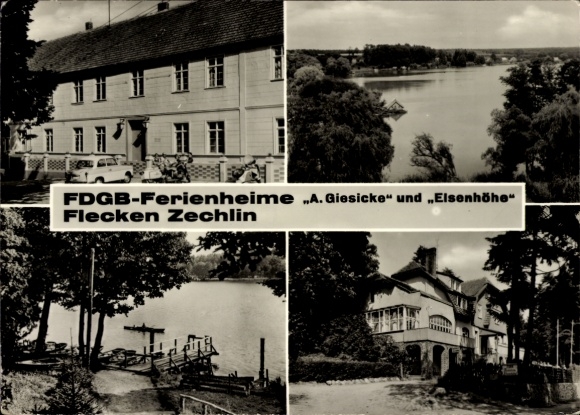 Postcard Flecken Zechlin Rheinsberg in der Mark, FDGB holiday homes, pictures of the surrounding area, water...