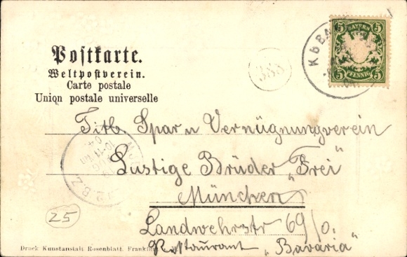 Embossed Passepartout Postcard Penzberg in Upper Bavaria, mine with sorting