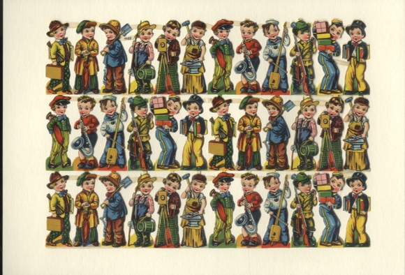 Oblate complete block, PZB 1168, children as craftsmen, musicians etc., size approx. 17 x 24 cm