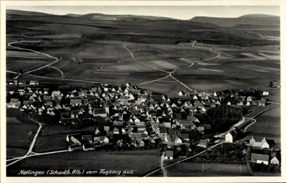 Postcard Nellingen Swabian Alb Württemberg, aerial photograph