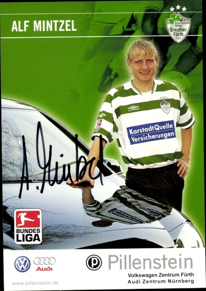 Autograph card footballer Alf Mintzel, SpVgg Greuther Fürth, autograph