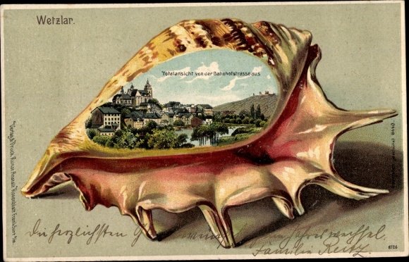 Muschel Litho Wetzlar an der Lahn, Totalansicht von der Bahnhofstraße aus