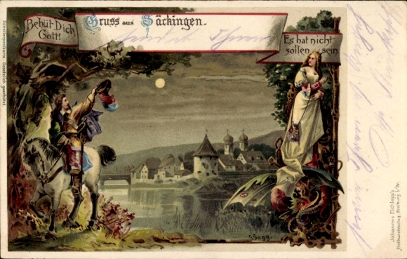 Artist Chromo-Litho Bad Säckingen Hochrhein District Waldshut, Trumpeter of Säckingen
