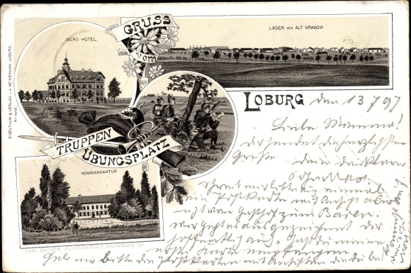 Chromo-Litho Loburg Möckern in Saxony Anhalt, military training area, camp, mountain hotel