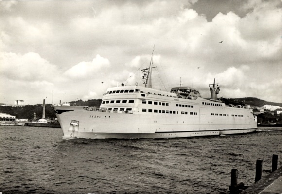 Postcard Sassnitz on Rügen, Swedish ferry Skane