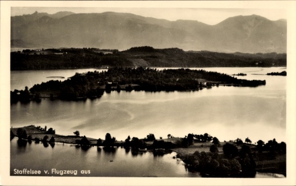 Postcard Staffelsee, aerial photograph