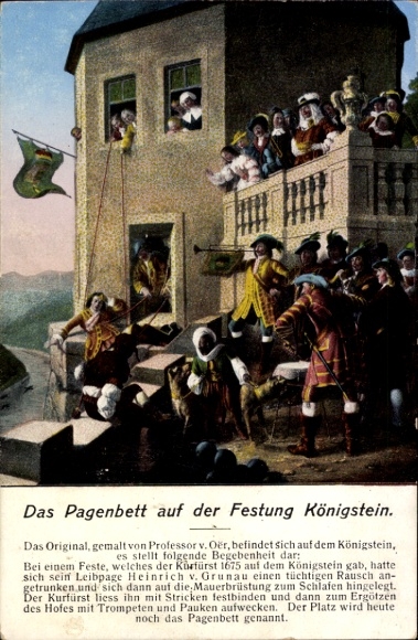 Artist Postcard v. Oer, Königstein an der Elbe Saxon Switzerland, Königstein Fortress, the page's bed