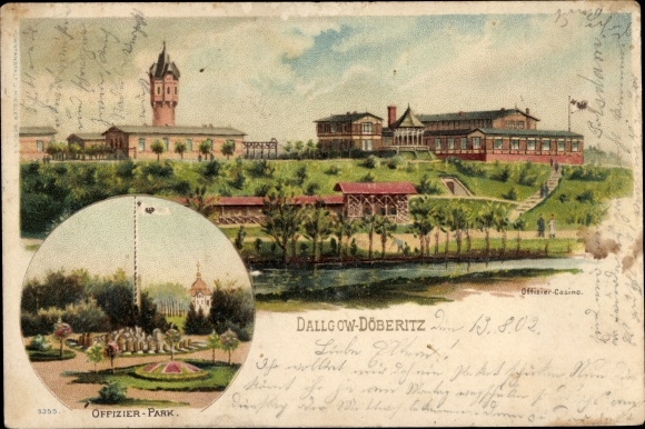 Chromo-Litho Dallgow Döberitz im Havelland, officers' mess, park, military training area