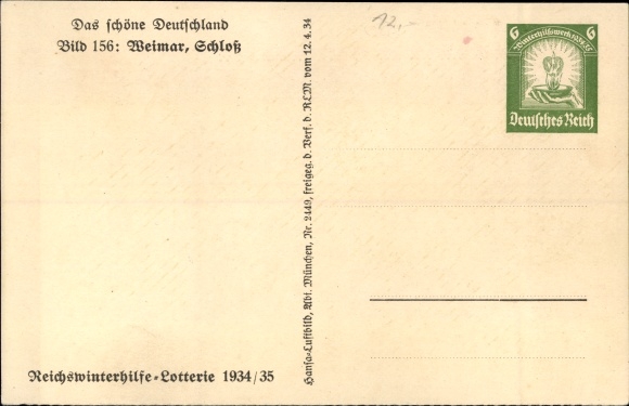Postal stationery PC Weimar in Thuringia, grand ducal palace, bird&#39;s eye view, image 156