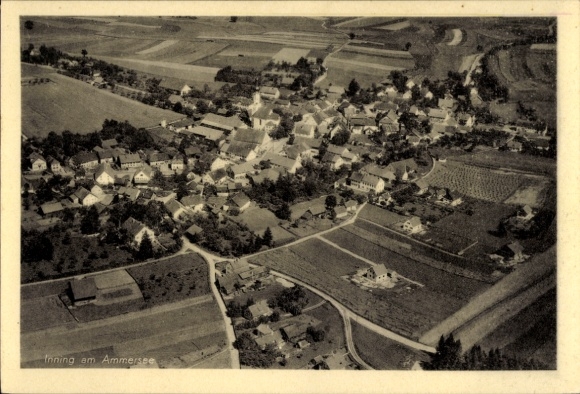 Postcard Inning am Ammersee Upper Bavaria, aerial photograph