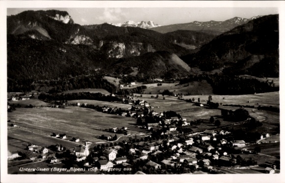 Postcard Unterwössen in Upper Bavaria, aerial photograph