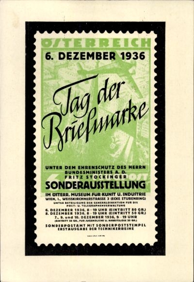KP pocztowa Wiedeń, Dzień Znaczka 1936, Stowarzyszenie Austriackich Stowarzyszeń Filatelistów