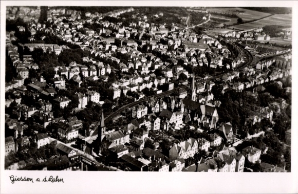 Postcard Gießen an der Lahn Hesse, aerial photograph