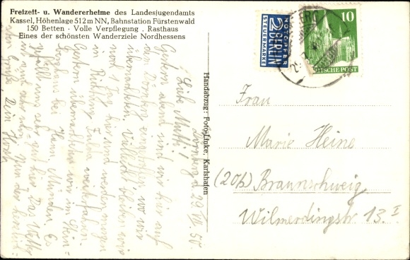 Postcard Dörnberg Habichtswald in Hesse, youth camp on the Dörnberg