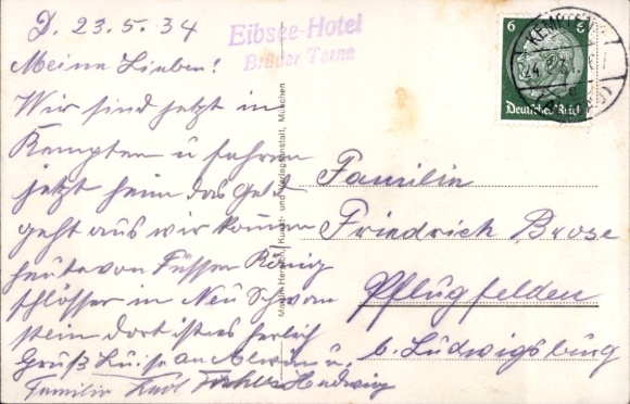 Postcard Zugspitze, Monden Haus, mountain panorama,