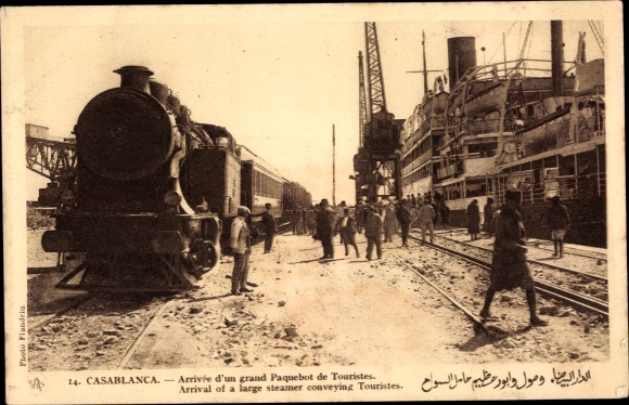 Postcard Casablanca Morocco, Arrival of a large Tourist Liner