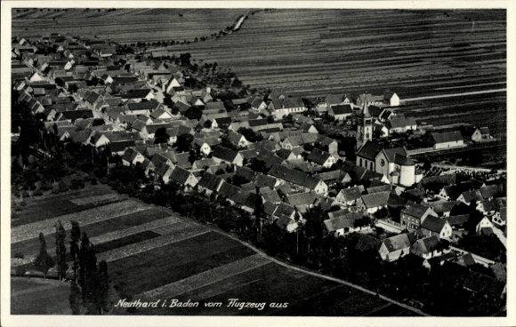 Postcard Karlsdorf Neuthard in Baden Württemberg, aerial photograph