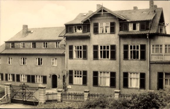 Postcard Bad Liebenstein in the Thuringian Forest, two buildings, fences, windows, older photo