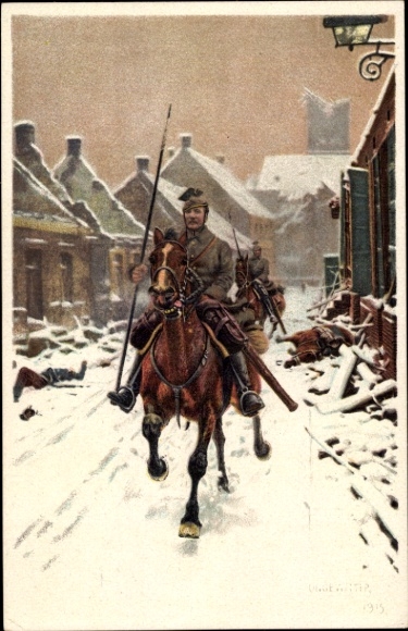 Artist PC Gegewitter, Hugo, Duitse Uhlan, Winter 1915, sneeuw