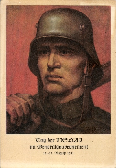Artist Postcard Hoeck, W., Krakow, Day of the NSDAP in the General Government 1941, Wehrmacht soldier