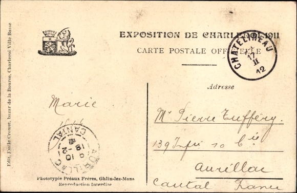 Postcard Charleroi Wallonia Hainaut, Exposition 1911, Halls de l&#39;Industrie