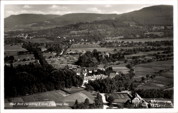 Ak Bad Boll in Württemberg, Landschaftsaufnahme,  vom Flugzeug aus, Panoramablick
