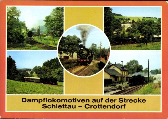 Ak Schlettau in het Ertsgebergte, stoomlocomotieven op de Schlettau Crottendorf-route, locomotief 86 1001