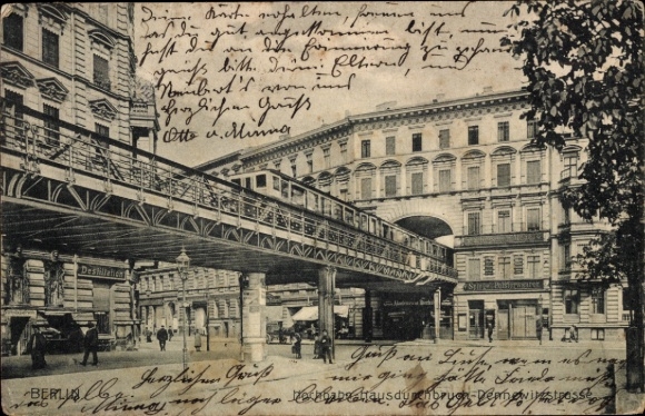Ak Berlin Schöneberg, Hochbahn Hausdurchbruch Dennewitzstraße