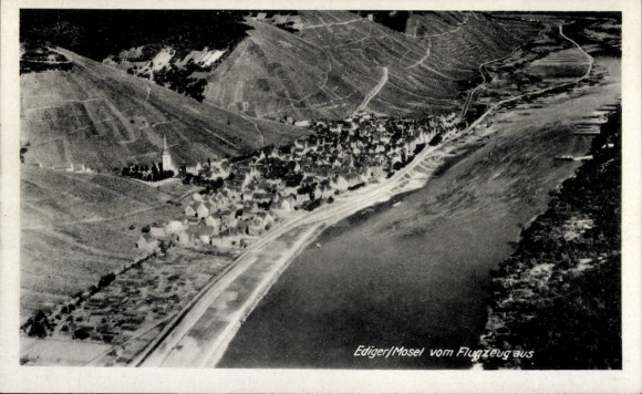 Postcard Ediger Eller on the Moselle, aerial photograph