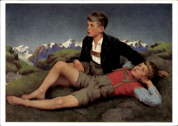 Artist Postcard by Kralik Meyerswalden, Heinrich, Holidays in Tyrol, Boys, HDK
