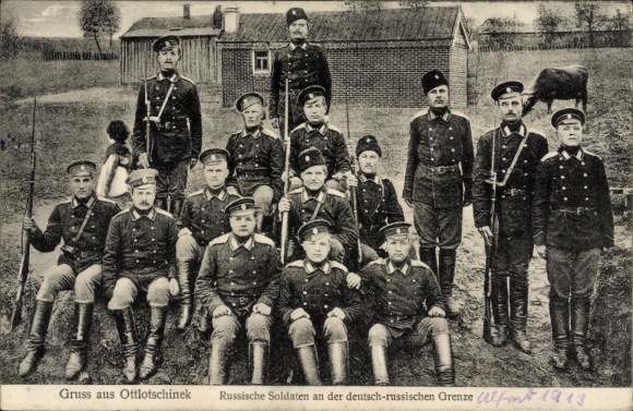 Ak Otłoczynek in Westpreußen, Russische Soldaten an der deutsch-russischen Grenze