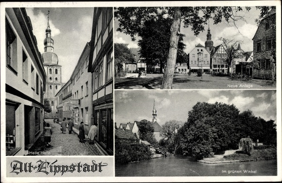 Postcard Lippstadt in the Soest district of North Rhine-Westphalia, bright hall, church, new facility, in the green corner