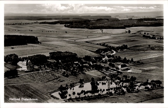 Postcard Dietenbronn Schwendi in Upper Swabia, aerial photograph