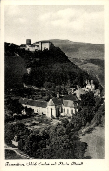 Hammelburg in Lower Franconia, Bavaria, Saaleck Castle, aerial photograph, Old Town Monastery