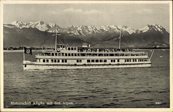 Ak Bodensee Motorschiff Allgäu, Alpen