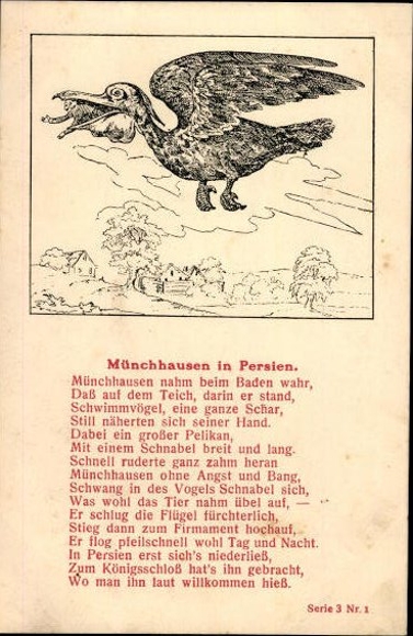 17 old artist poem PC Baron von Münchhausen, various motifs