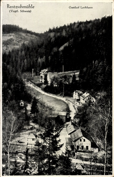 Postcard Rentzschmühle Pöhl in Vogtland, Gasthof Lochhaus