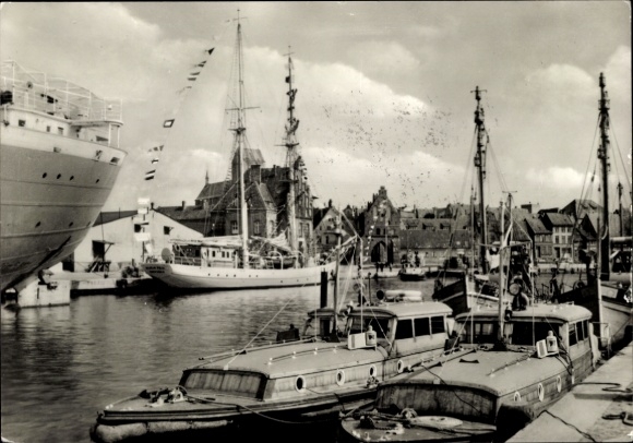 Postcard Hanseatic City of Wismar, ports, ships, view, waterway