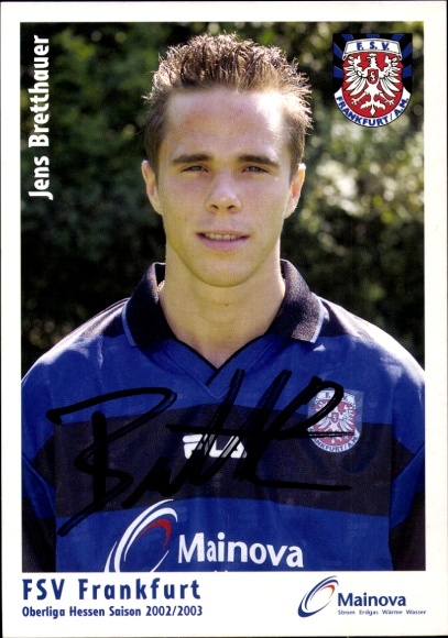 Autogrammkarte Fußballer Jens Bretthauer, FSV Frankfurt, Autogramm